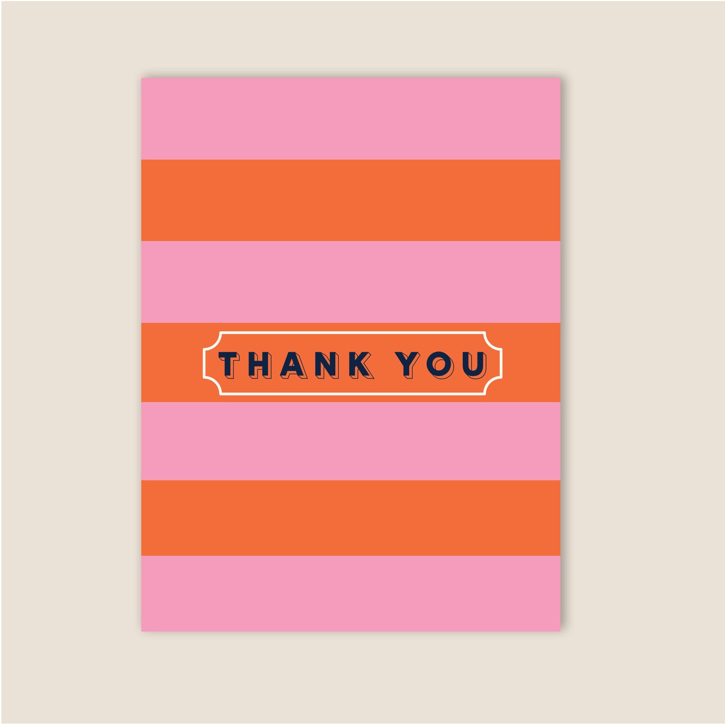 Thank You Note Pink & Orange Greeting Card