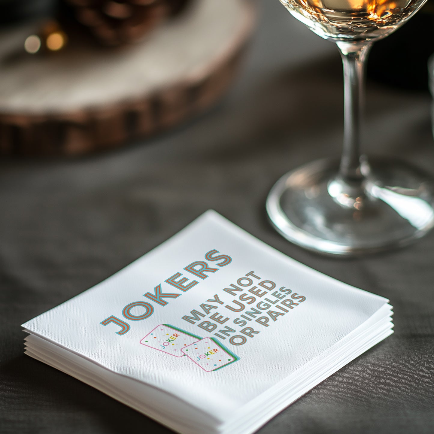 Mahjong Joker Cocktail Napkins – Set of 50 Disposable Beverage Napkins