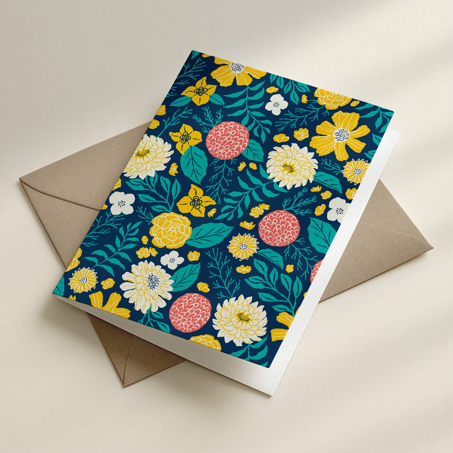Floral Blank Card Seaside Garden Greeting Card