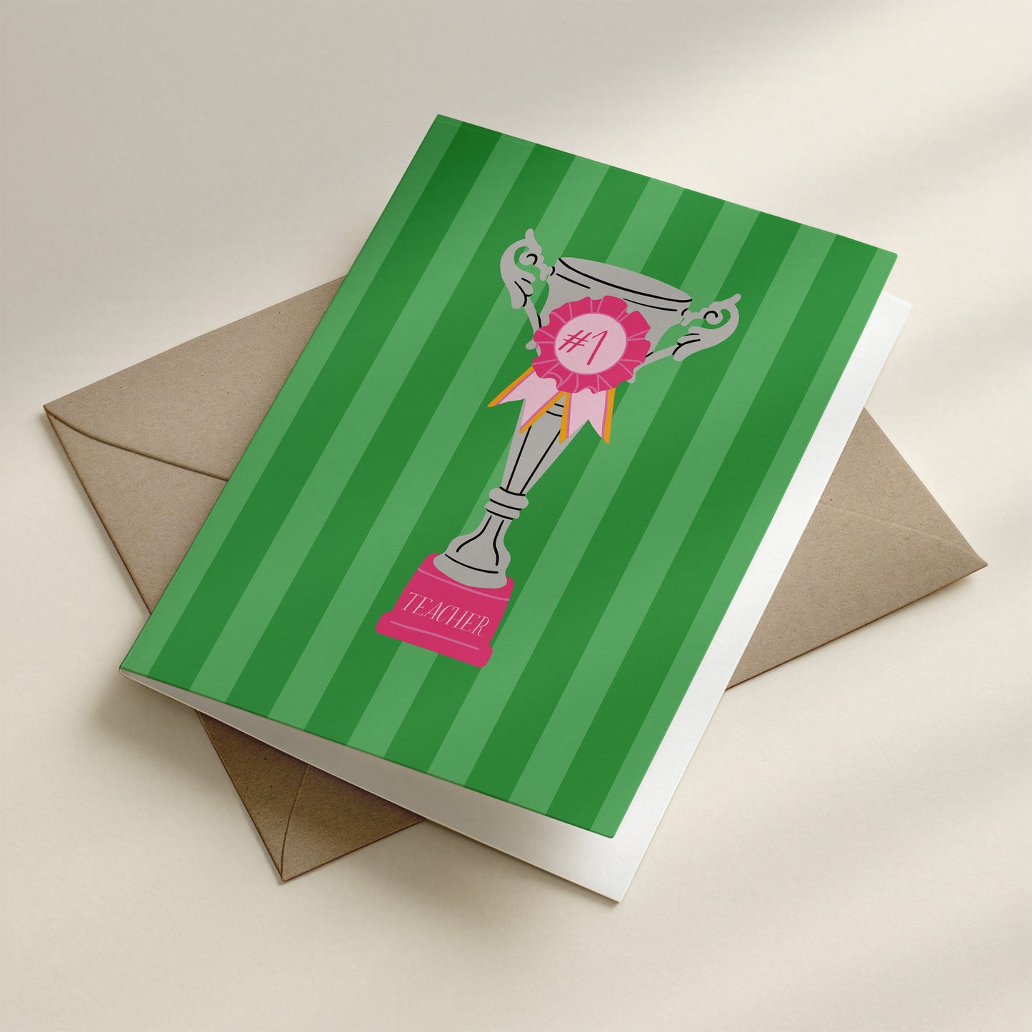 Happy Yellow Paper #1 Teacher A2 greeting card – interior