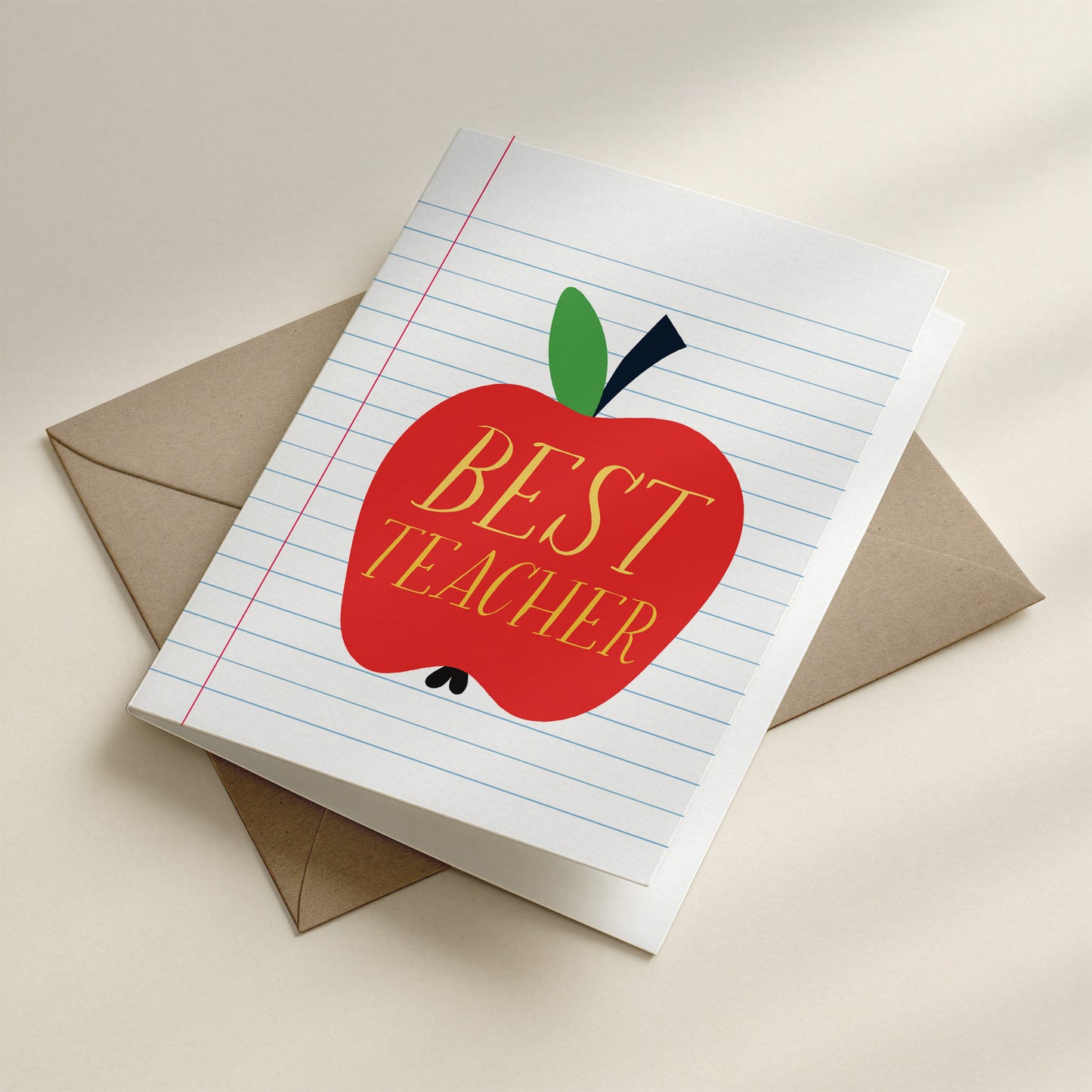 Happy Yellow Paper Best Teacher A2 greeting card – interior