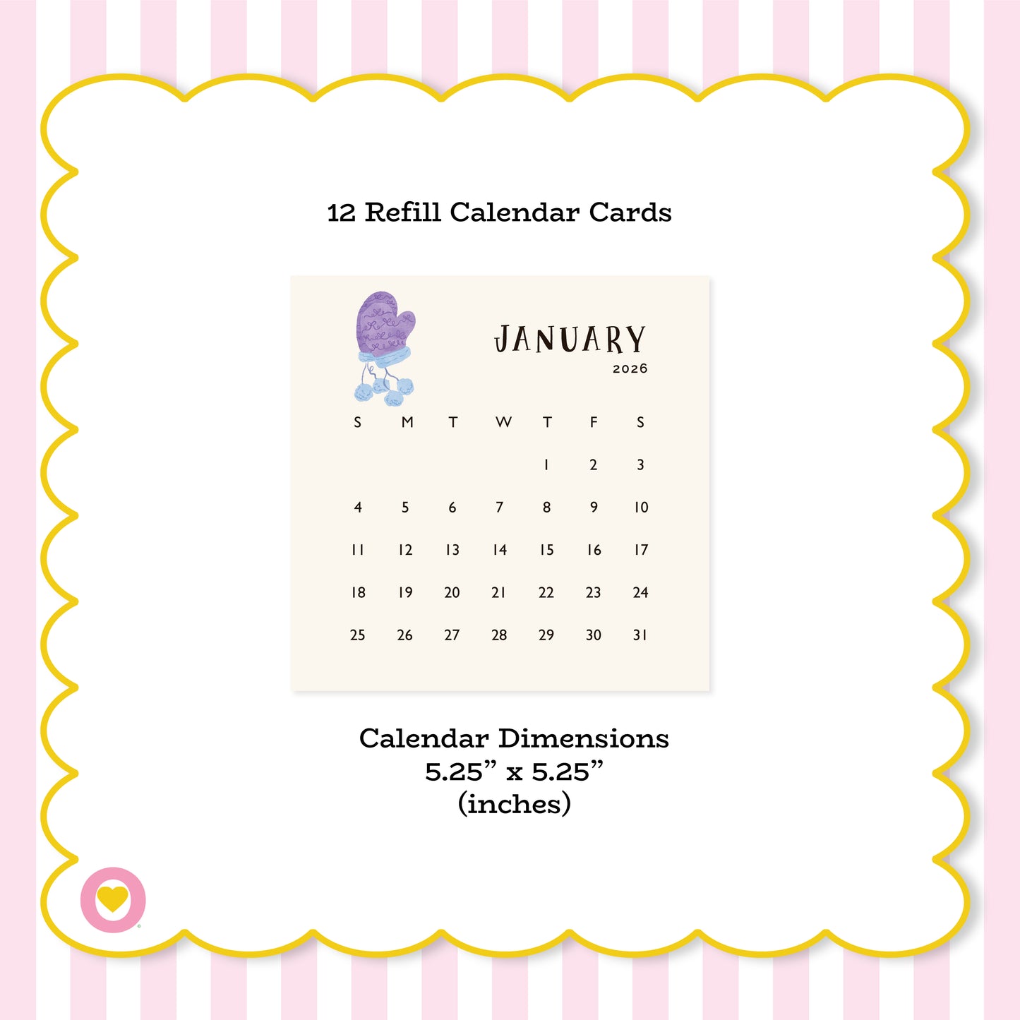 2026 Happy Yellow Paper Refill Desktop Calendar