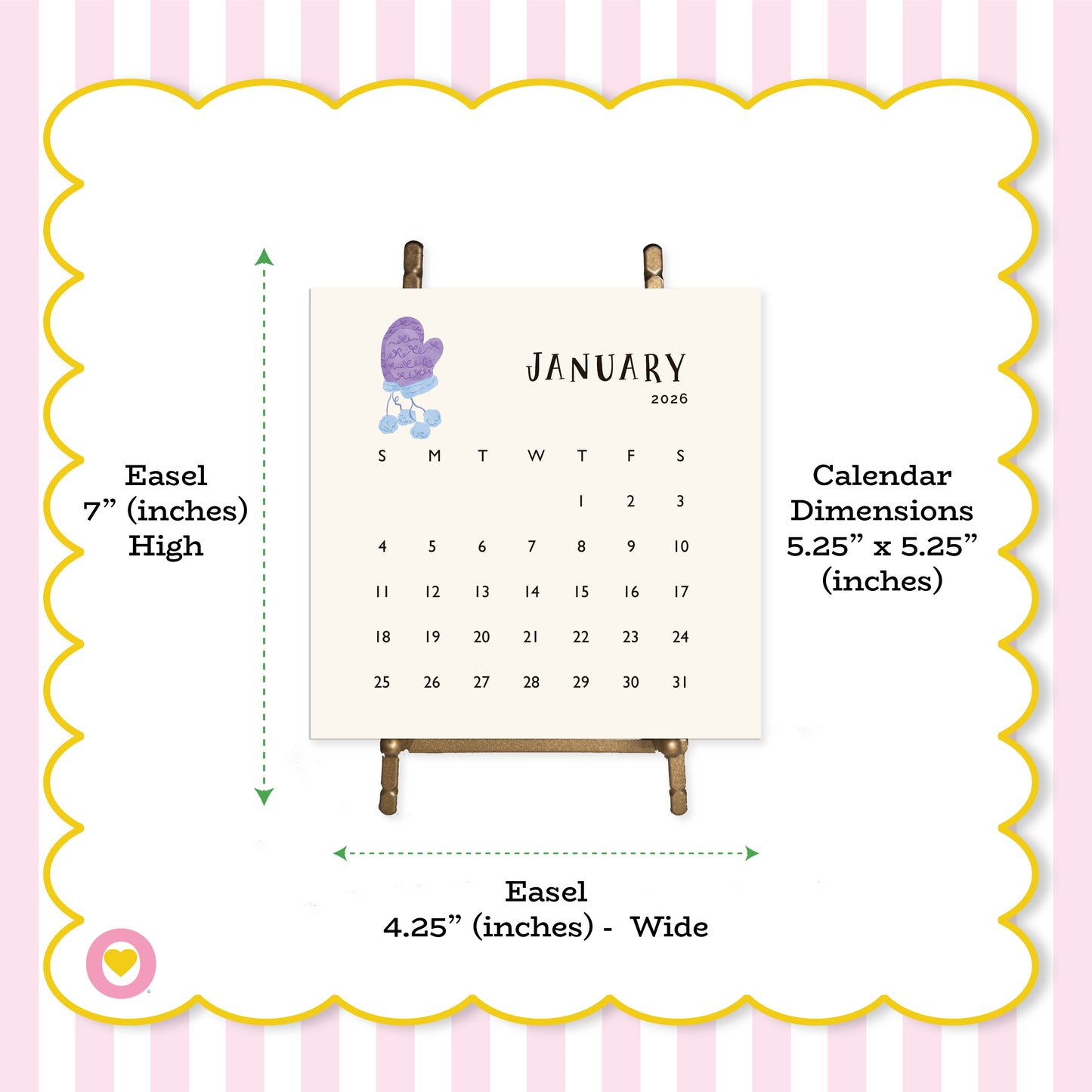 2026 Happy Yellow Paper Desktop Calendar