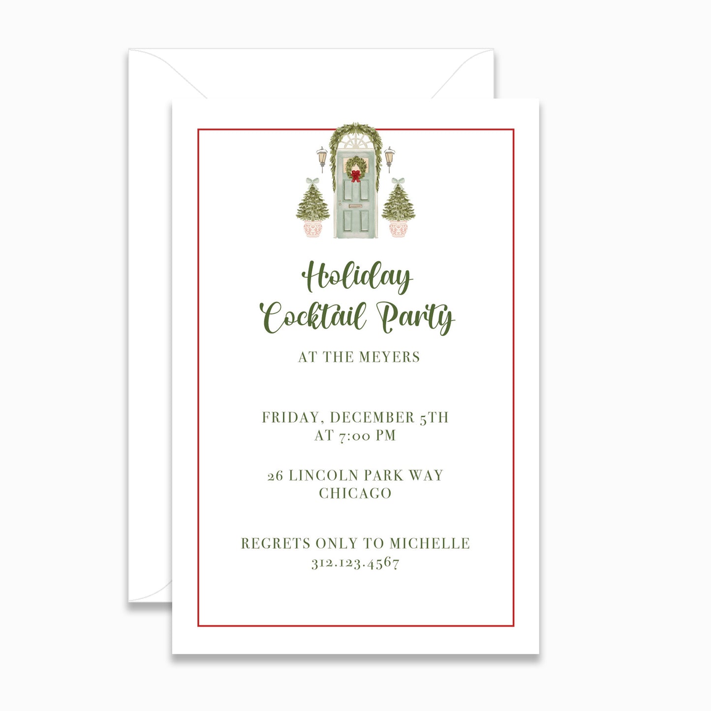 Holiday Green Door Invitation