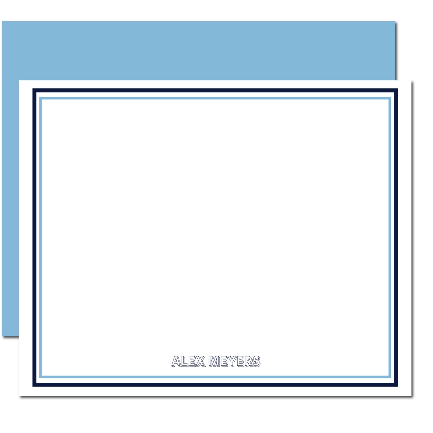 Personalized Flat Note Cards | Navy & Baby Blue
