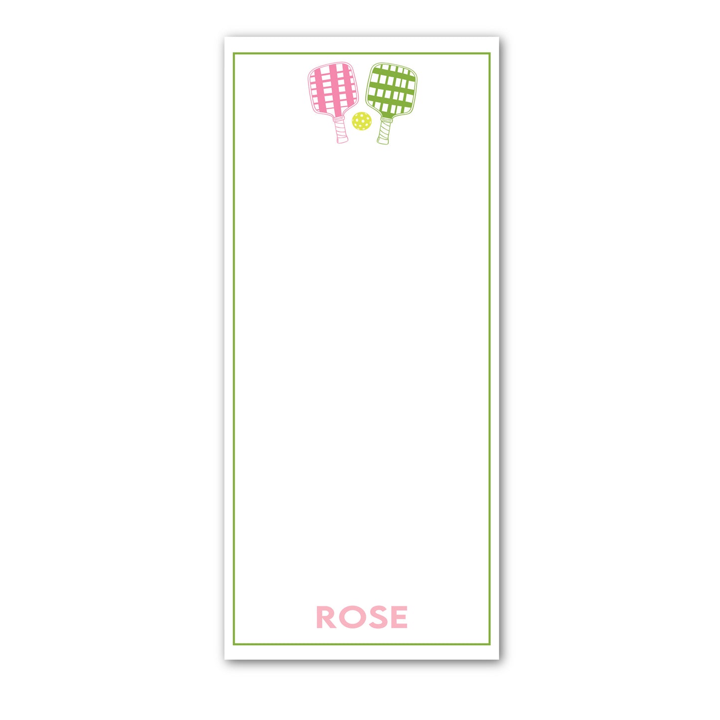 Preppy Pink & Green Pickle Ball Notepad | 4 Sizes