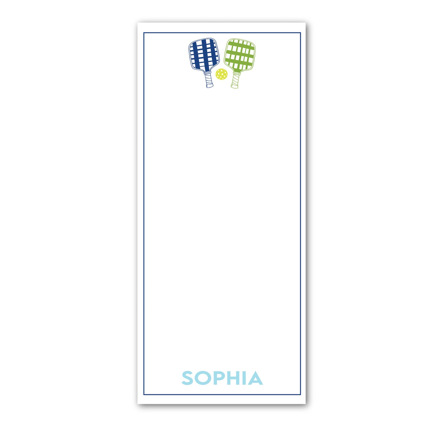 Preppy Navy & Green Pickle Ball Notepad 4 Sizes from Happy Yellow Paper