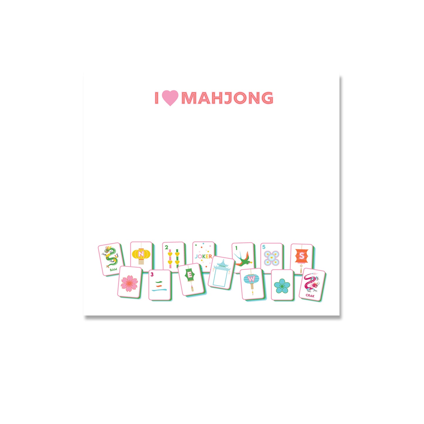 I Love Mahjong Notepad | Available in 5 Colors