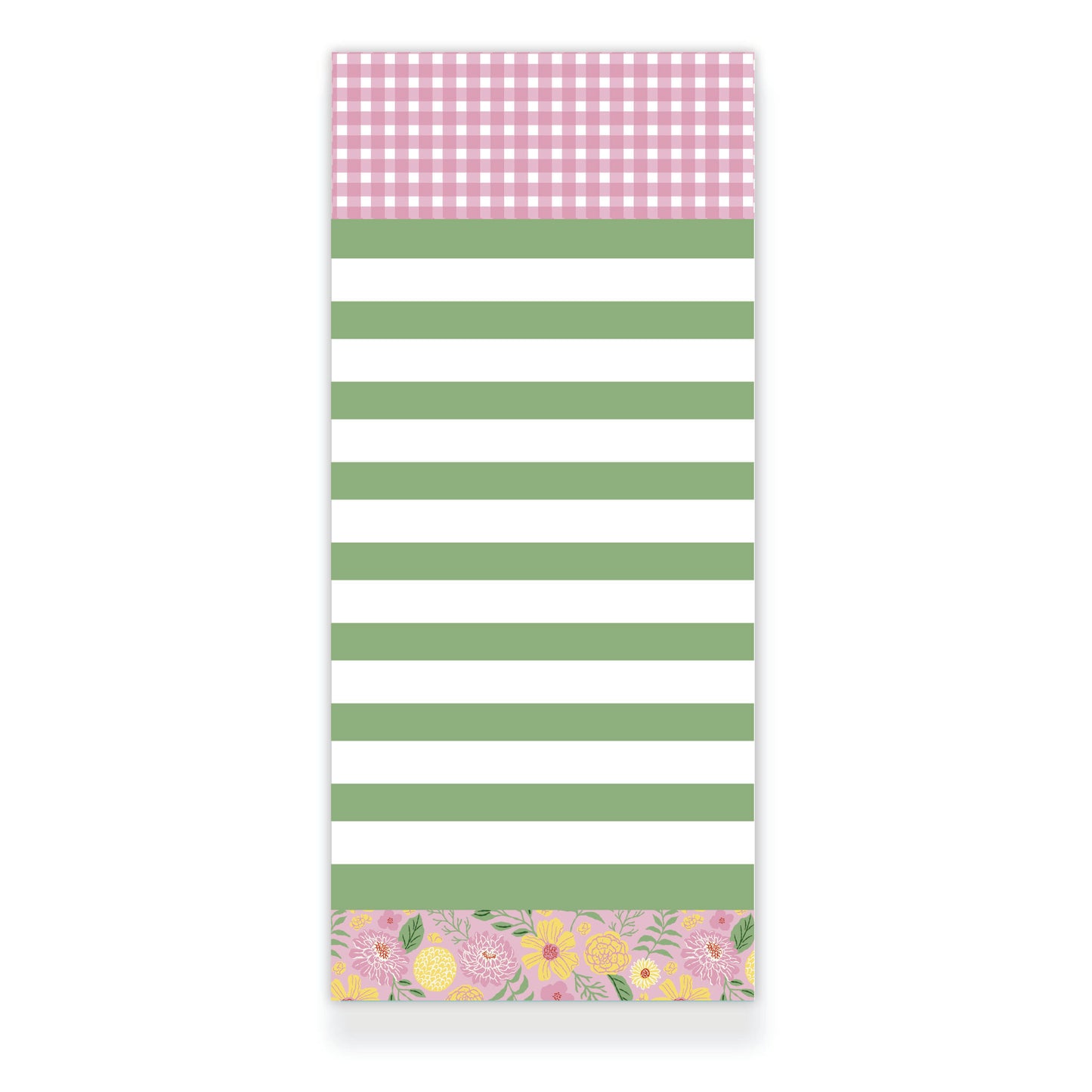 Buttercup Blooms Gingham Striped Notepad from Happy Yellow Paper