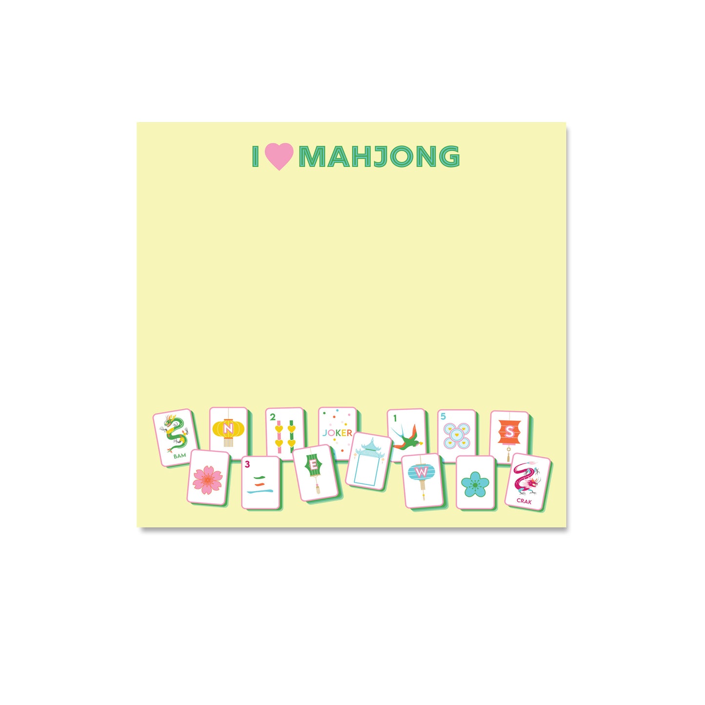 I Love Mahjong Notepad | Available in 5 Colors