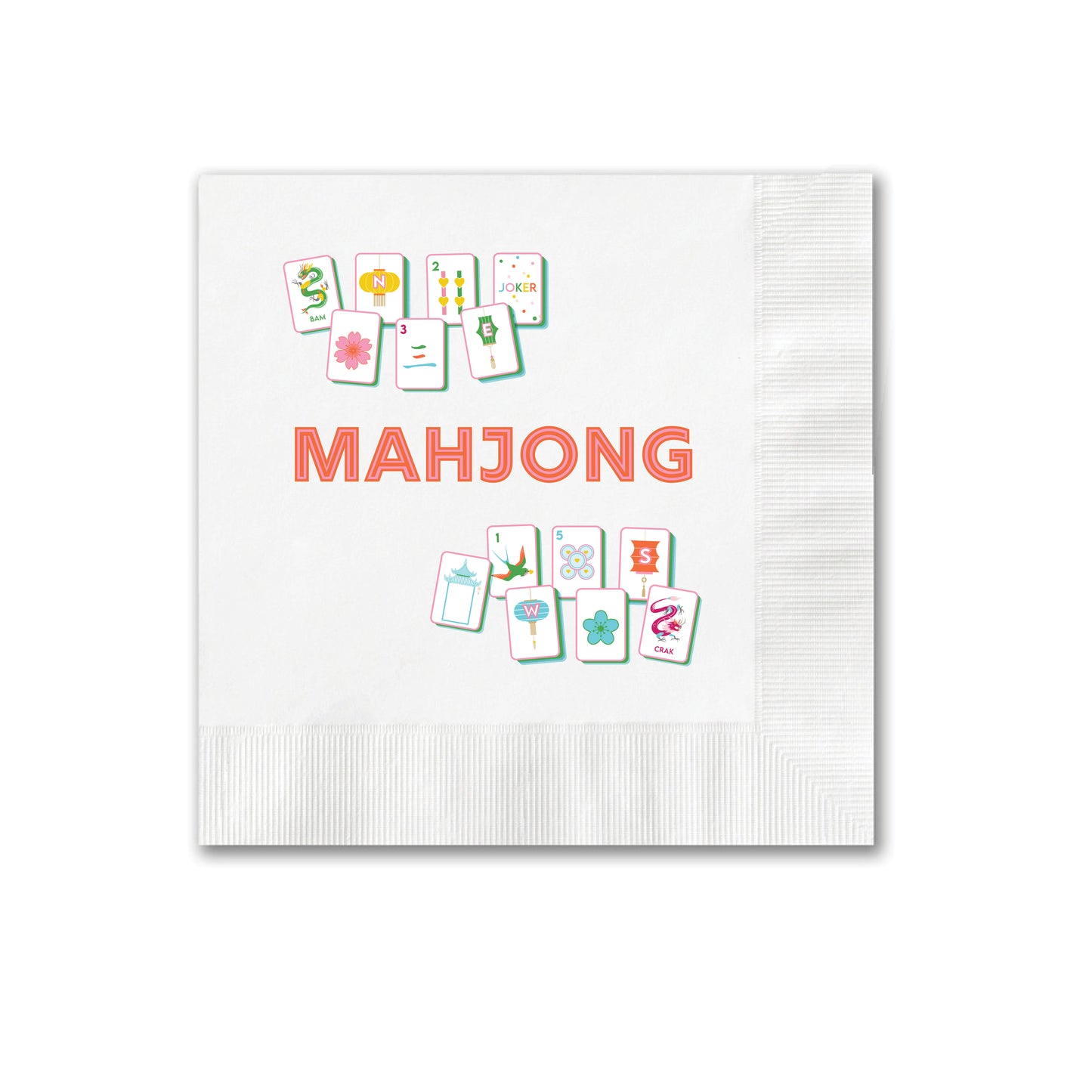 Mahjong Game Night Cocktail Napkins – Set of 50 Disposable Beverage Napkins