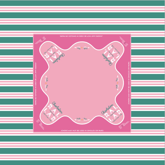 Stripe Preppy Pink & Green Mahjong Tablecloth
