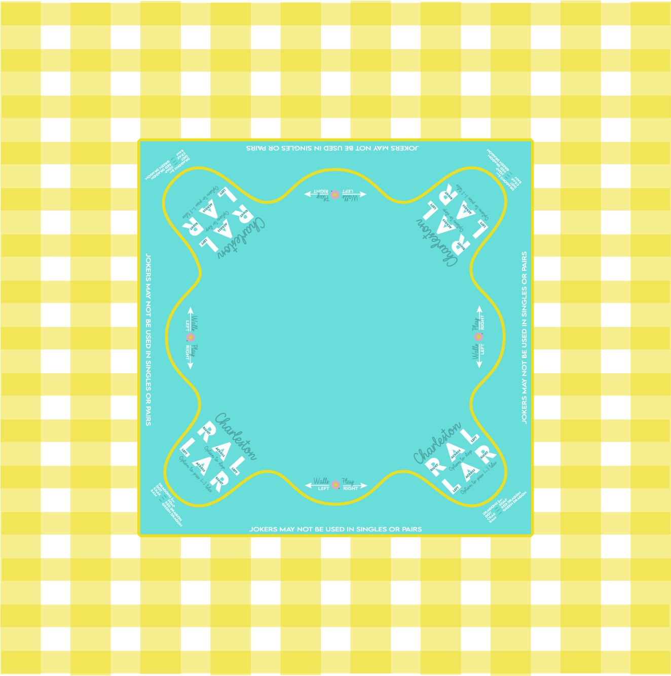 Yellow Buffalo Check and Teal Mahjong tablecloth - Happy Yellow Paper