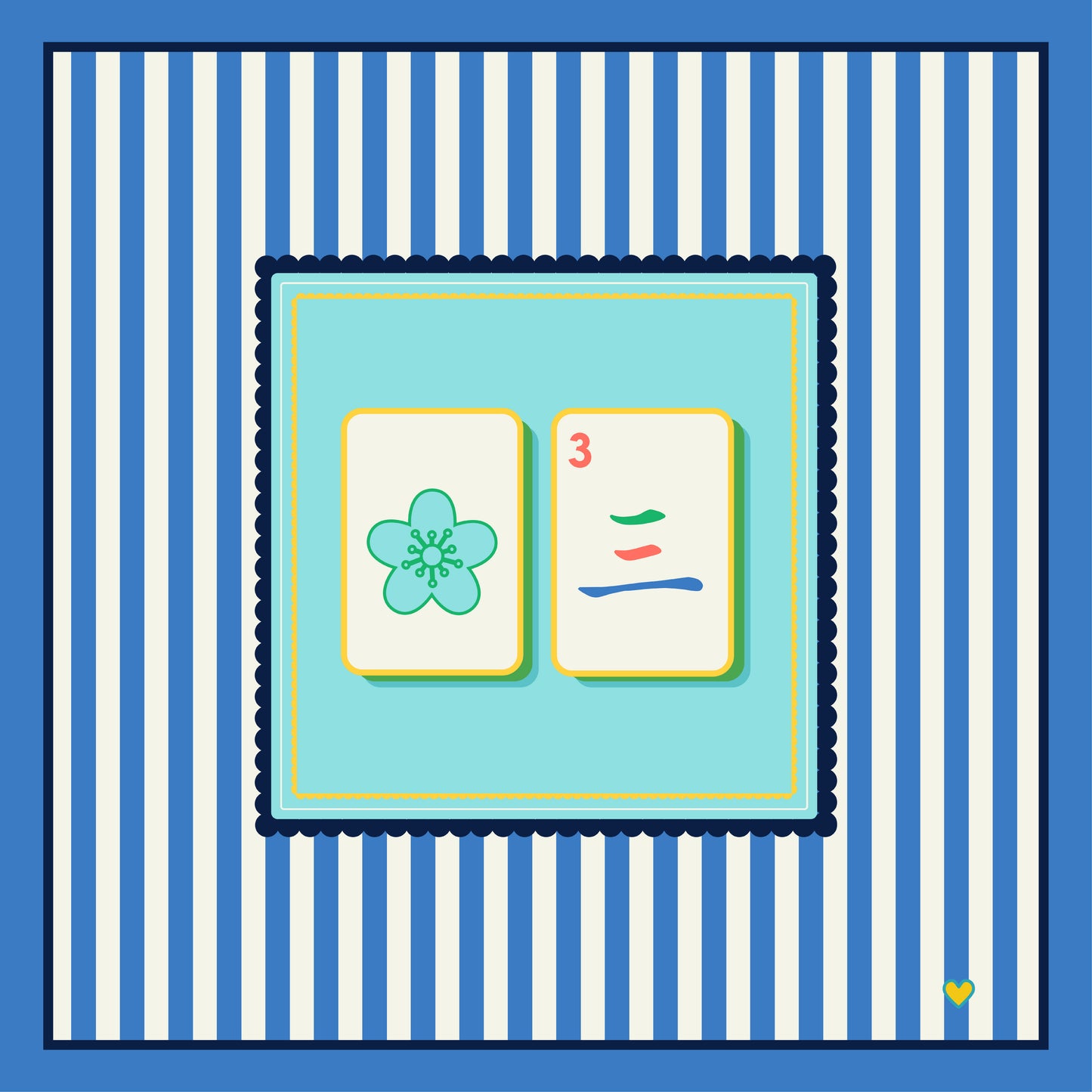 Mahjong Tablecloth Coastal Palm: Nautical Blue
