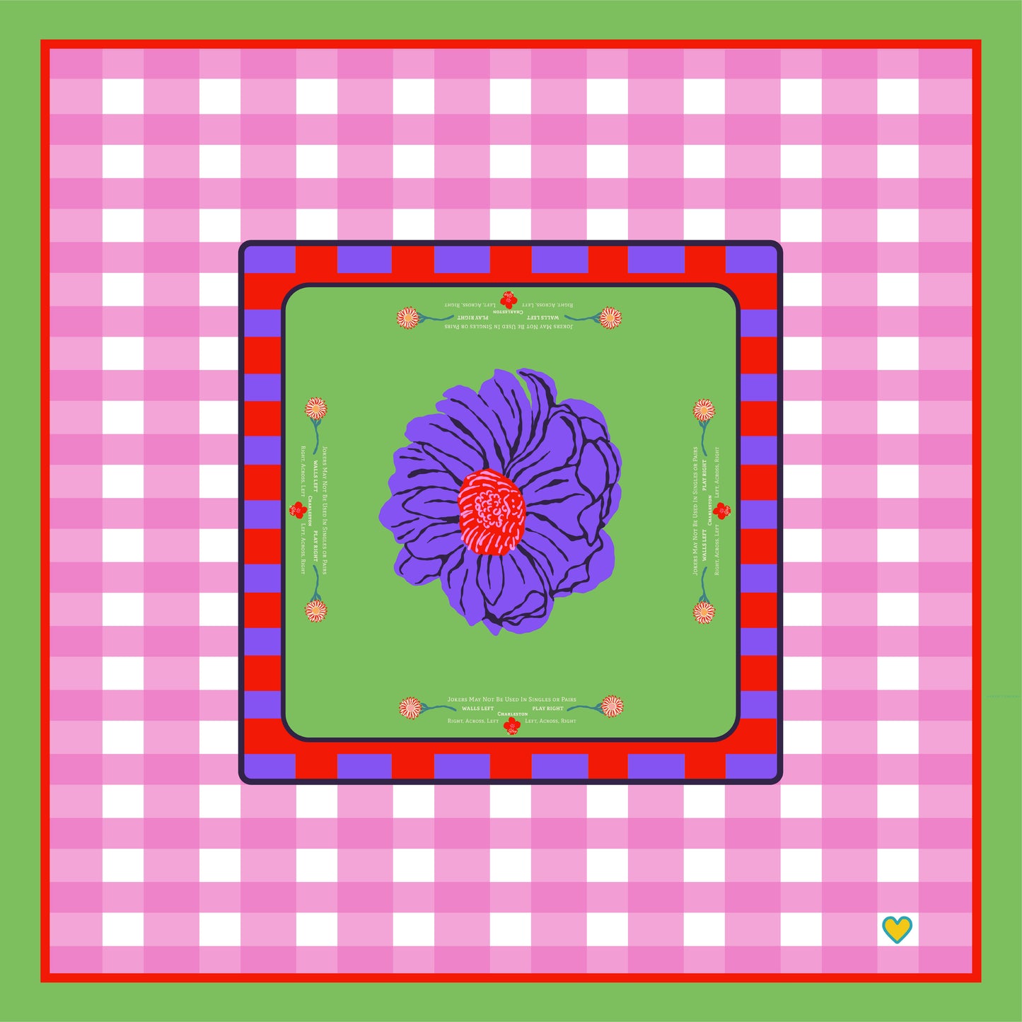 Mahjong Tablecloth | In Bloom: Pink & Green
