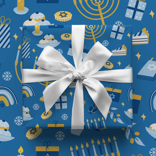 Happy Hanukkah Menorah Gift Wrap Sheets