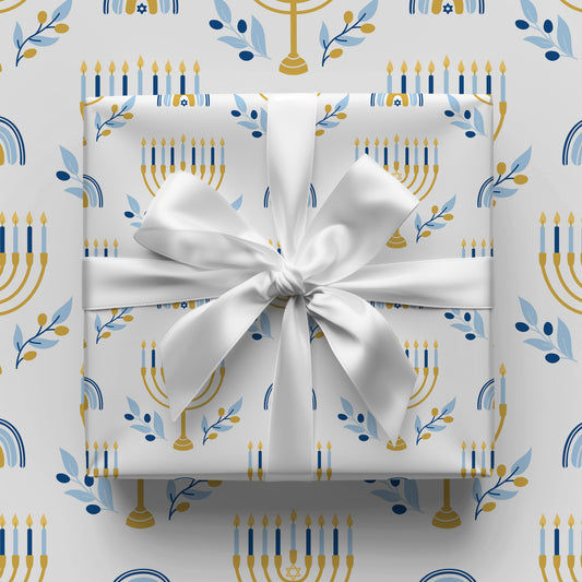 Hanukkah Menorah Gift Wrap Sheets