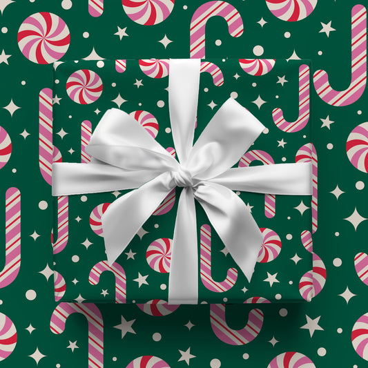 Christmas Candy Cane Gift Wrap Sheets
