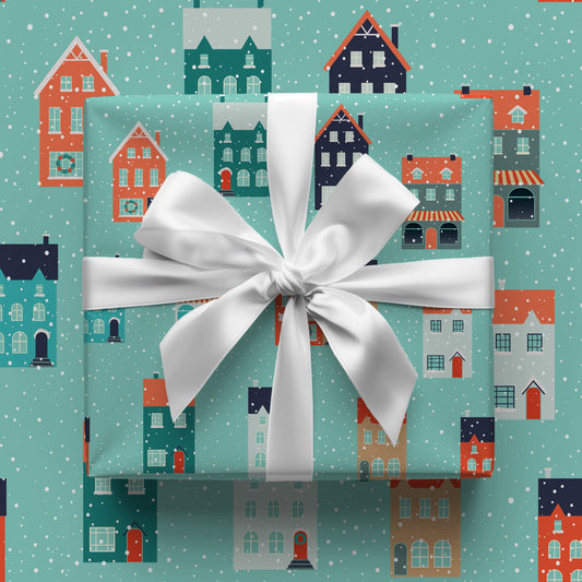Christmas Winter House Gift Wrap Sheets