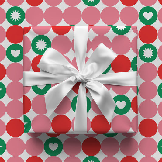 Christmas Red & Green Polka Dot Gift Wrap Sheets