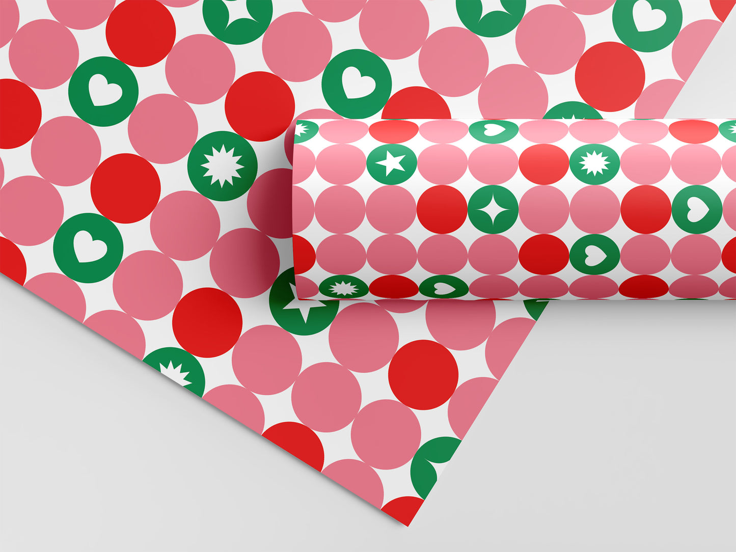 Christmas Red & Green Polka Dot Gift Wrap Sheets
