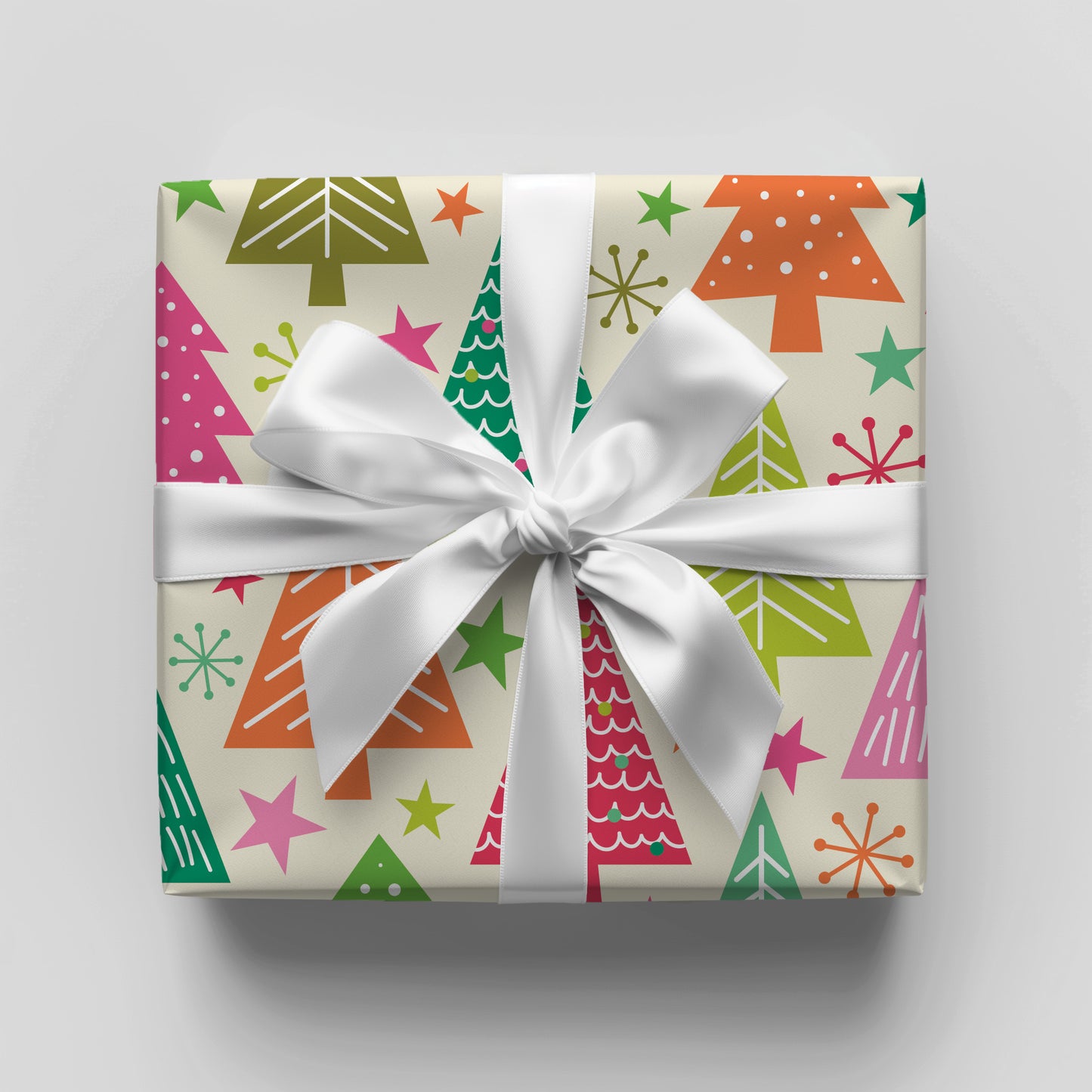 Colorful Christmas Tree Gift Wrap Sheets