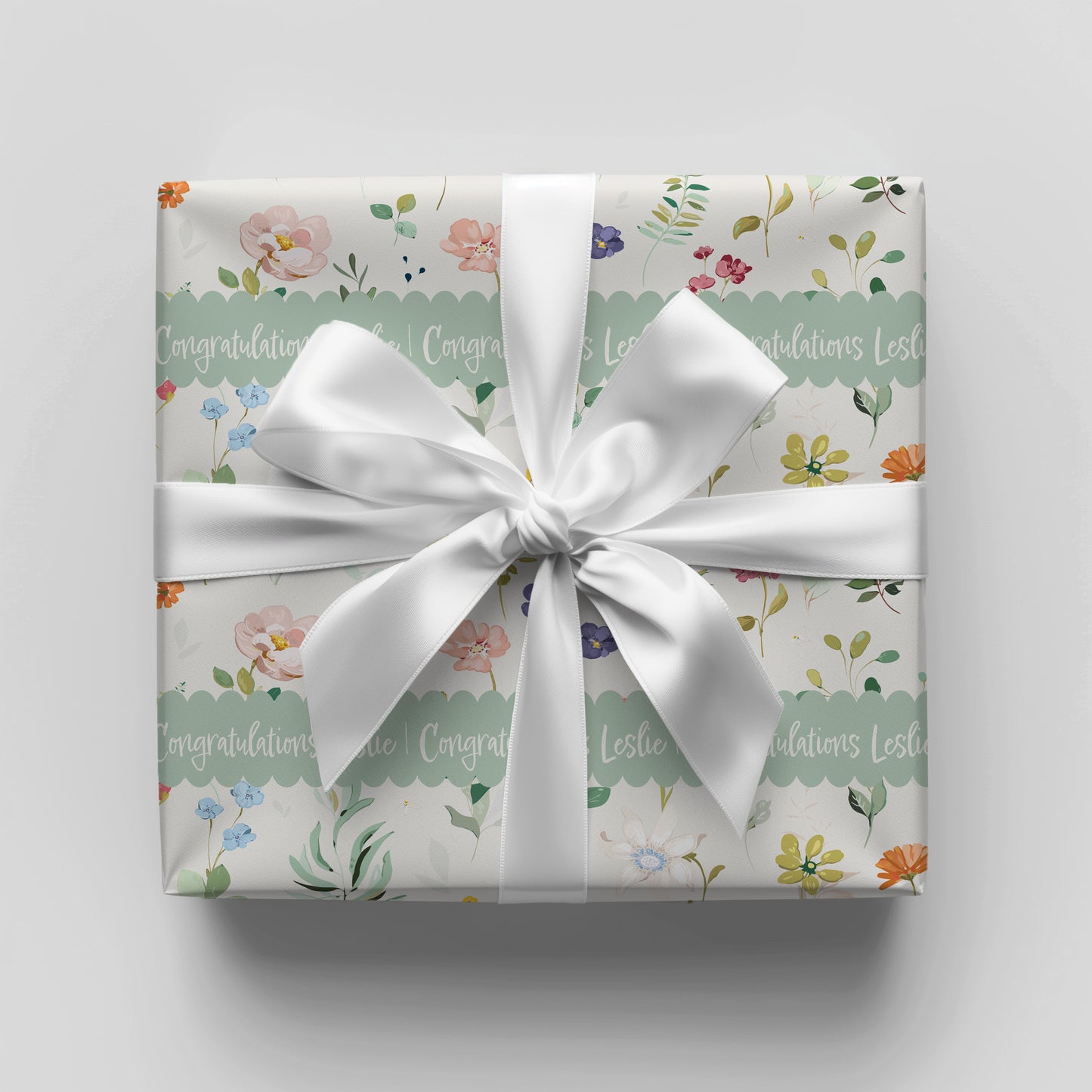 Spring Flowers in Sage Gift Wrap