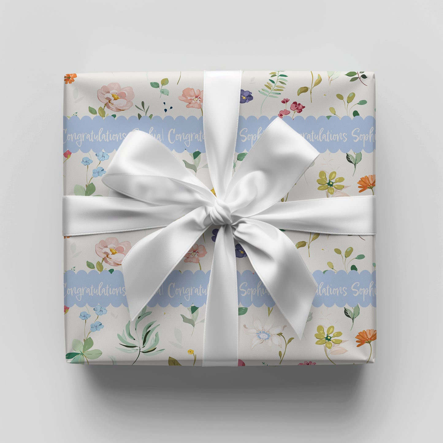 Spring Flowers with Personalized Periwinkle Scallop Band