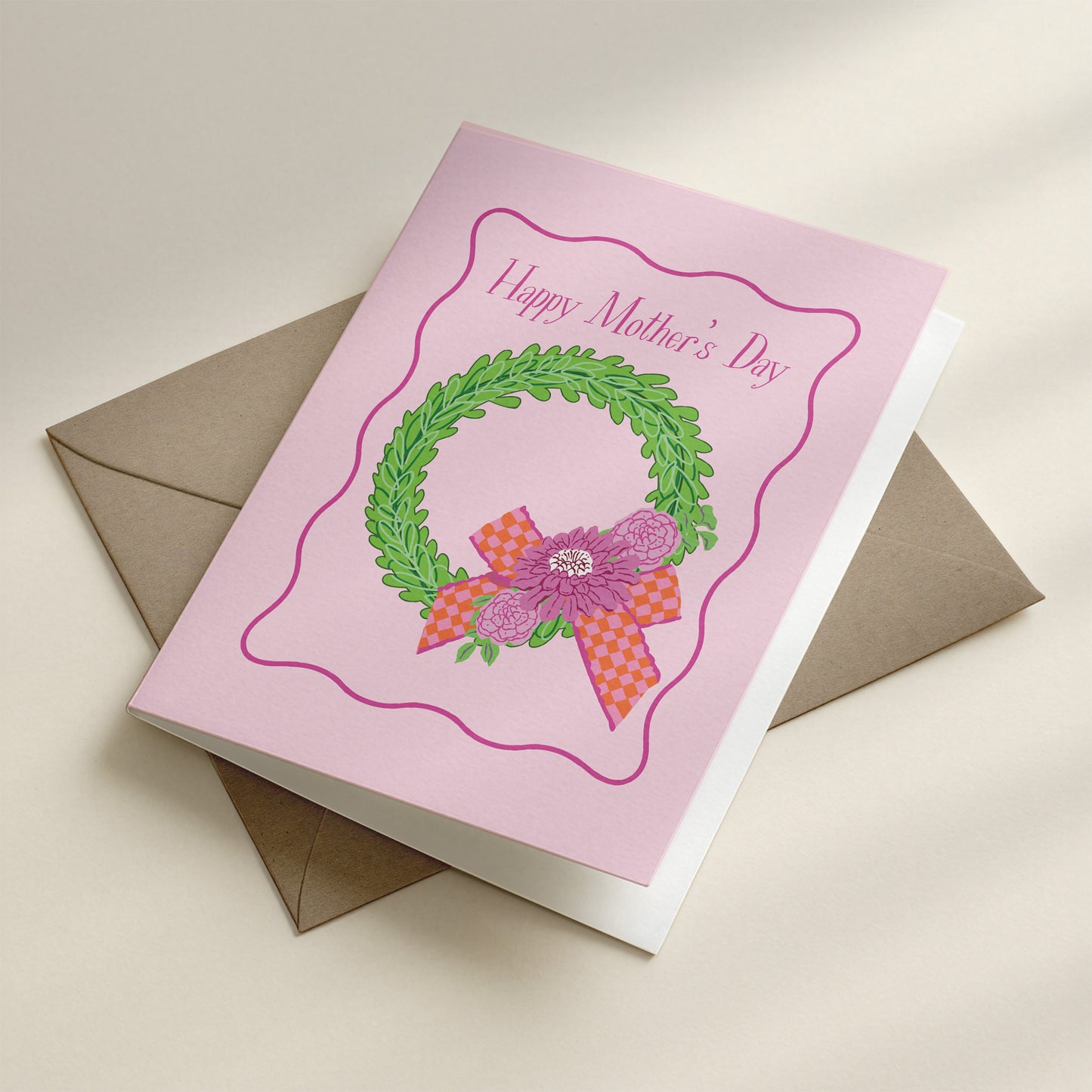 Happy Mother's Day Wreath & Flowers Greeting Card