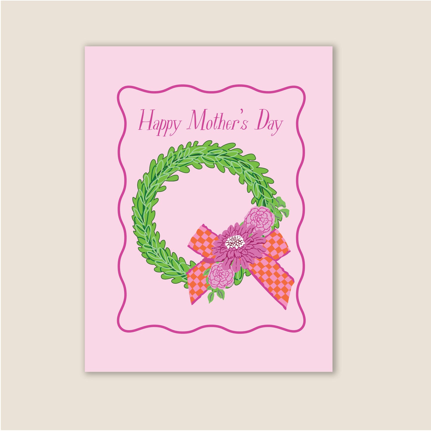 Happy Mother's Day Wreath & Flowers Greeting Card