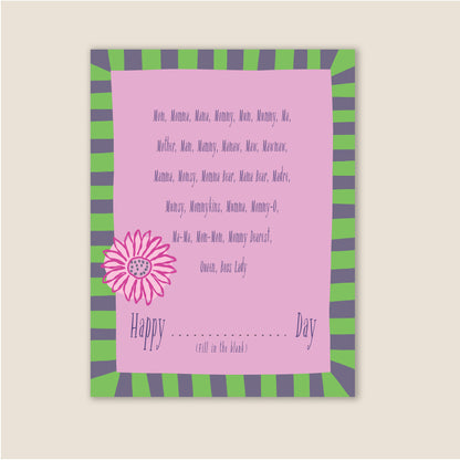 Mother's Day Fill In The Blank Greeting Card