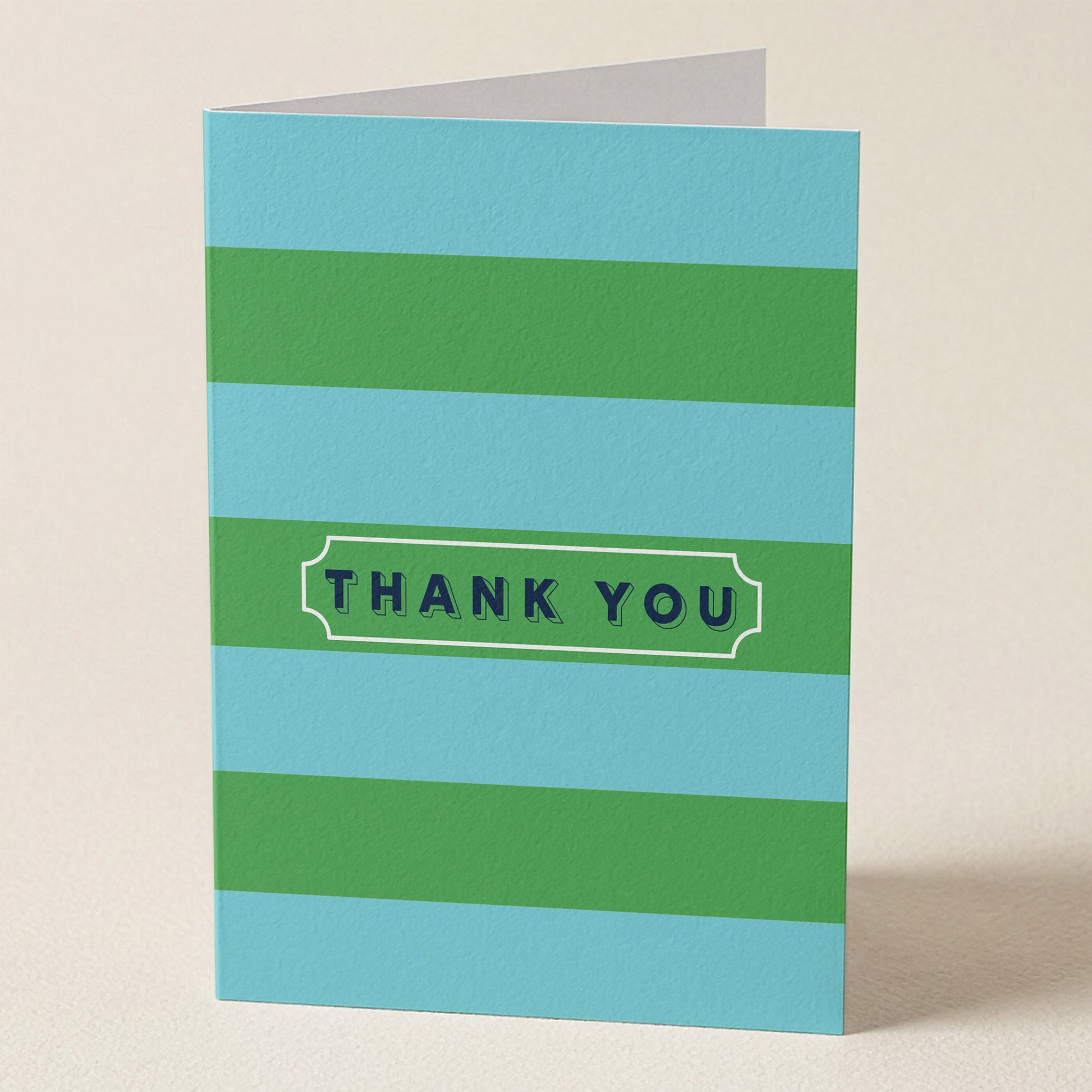 Thank You Note Teal & Green Stripes Greeting Card from Happy Yellow Paper