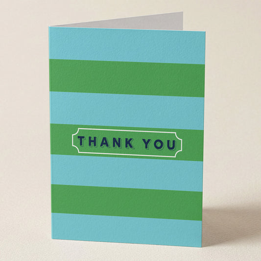Greeting Card | Thank You Note Teal & Green Stripes