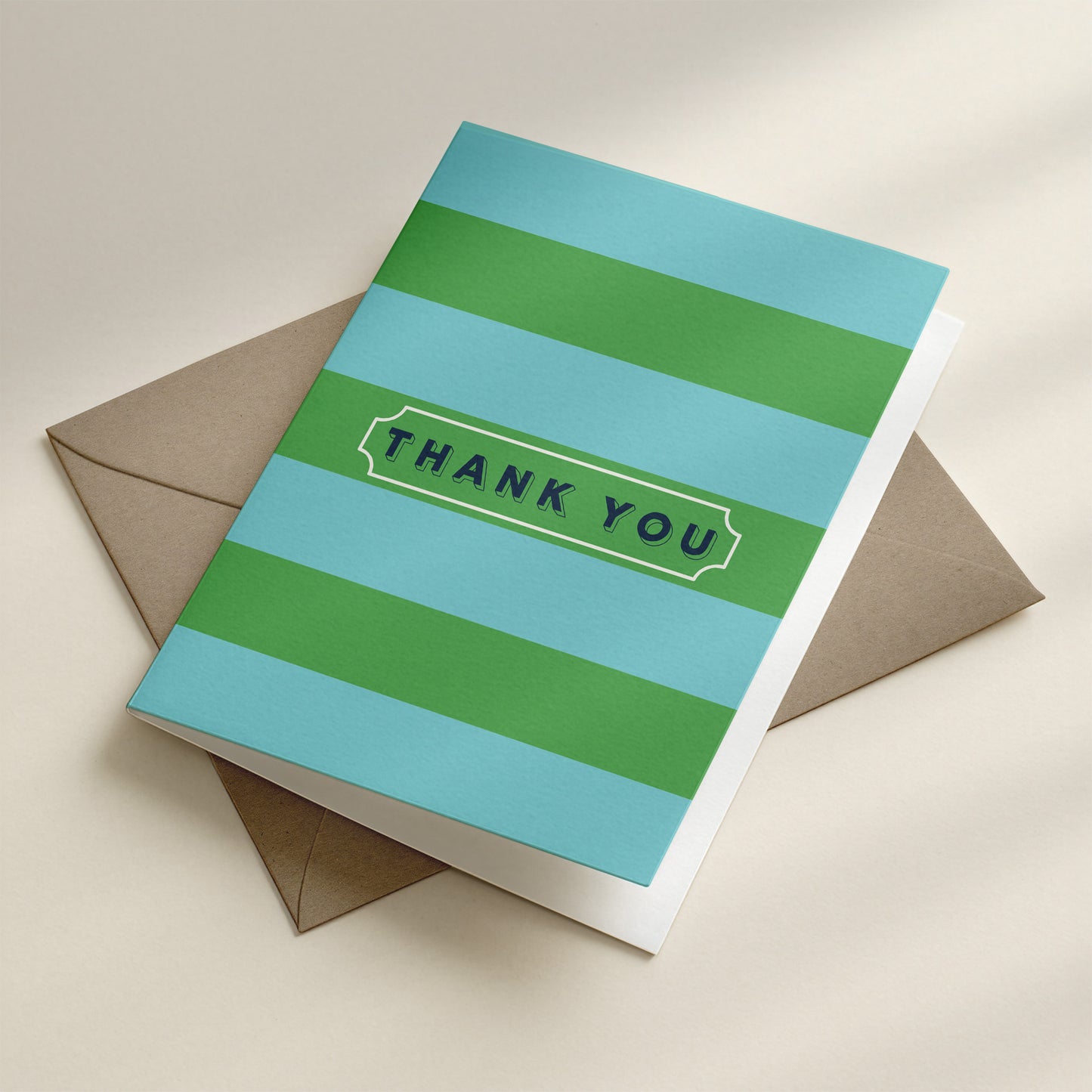 Thank You Note Teal & Green Stripes Greeting Card