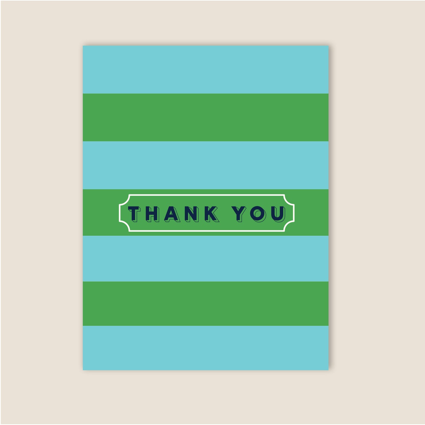 Thank You Note Teal & Green Stripes Greeting Card