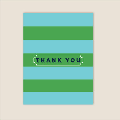 Thank You Note Teal & Green Stripes Greeting Card
