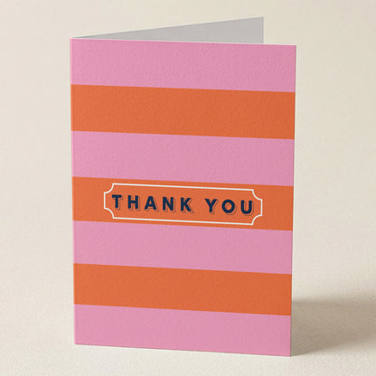Thank You Note Pink & Orange Greeting Card from Happy Yellow Paper