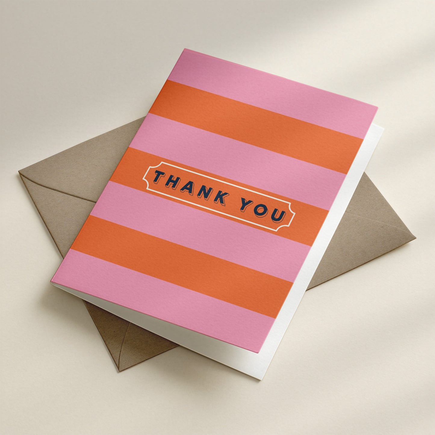 Thank You Note Pink & Orange Greeting Card