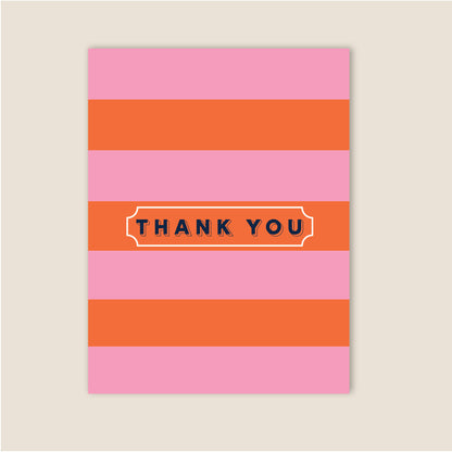Thank You Note Pink & Orange Greeting Card