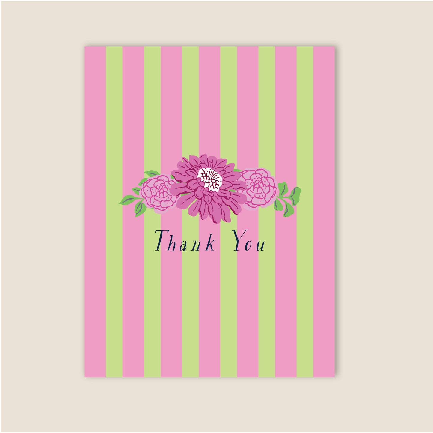 Greeting Card | Thank You Note Flowers & Stripes