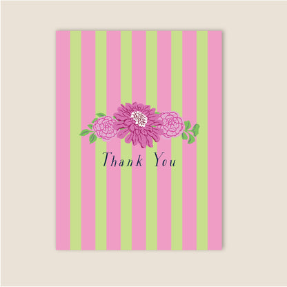 Greeting Card | Thank You Note Flowers & Stripes