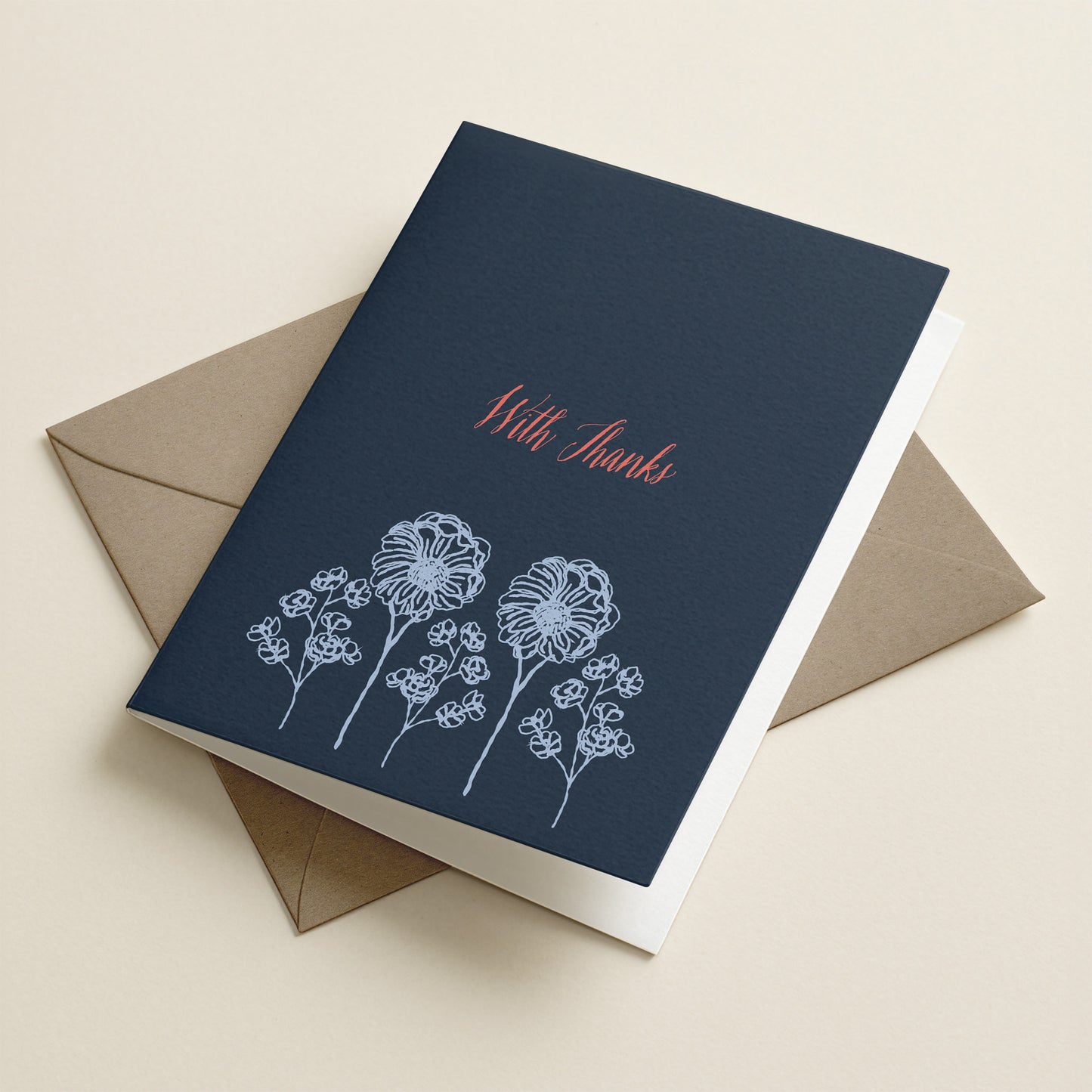 With Thanks & Flowers Greeting Card