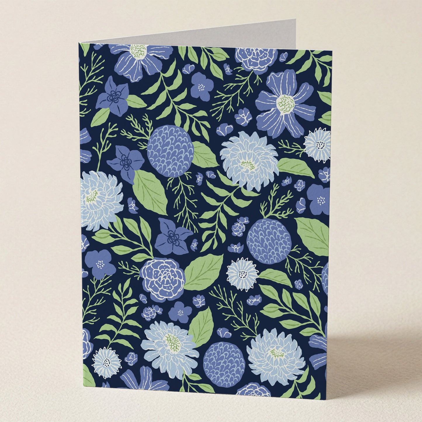 Floral Blank Card Midnight Garden Greeting Card