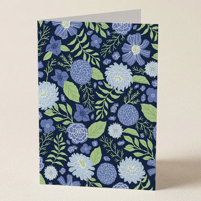 Floral Blank Card Midnight Garden Greeting Card