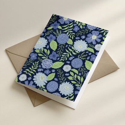 Floral Blank Card Midnight Garden Greeting Card