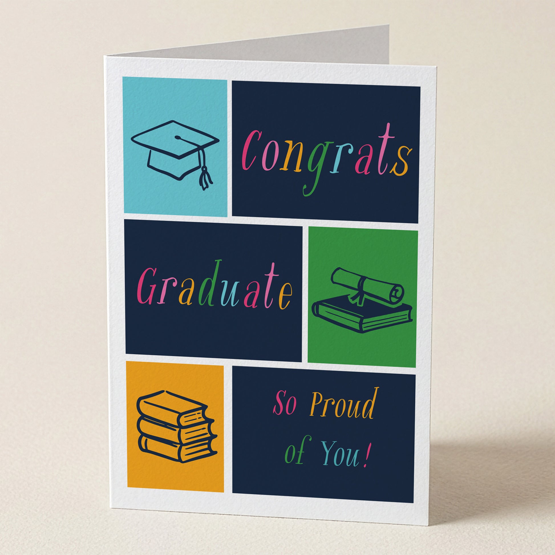 Happy Yellow Paper Congrats Graduate A2 greeting card – front