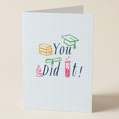 Happy Yellow Paper You Did It! A2 greeting card – front