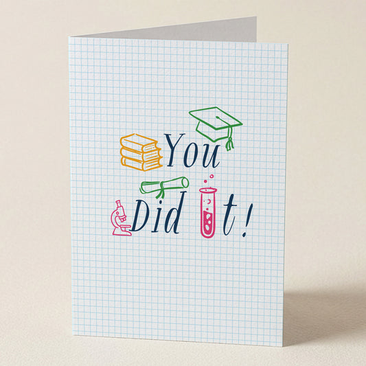 Happy Yellow Paper You Did It! A2 greeting card – front