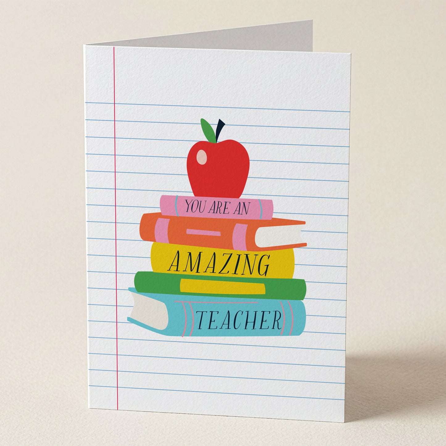 Happy Yellow Paper You Are An Amazing Teacher A2 greeting card – front