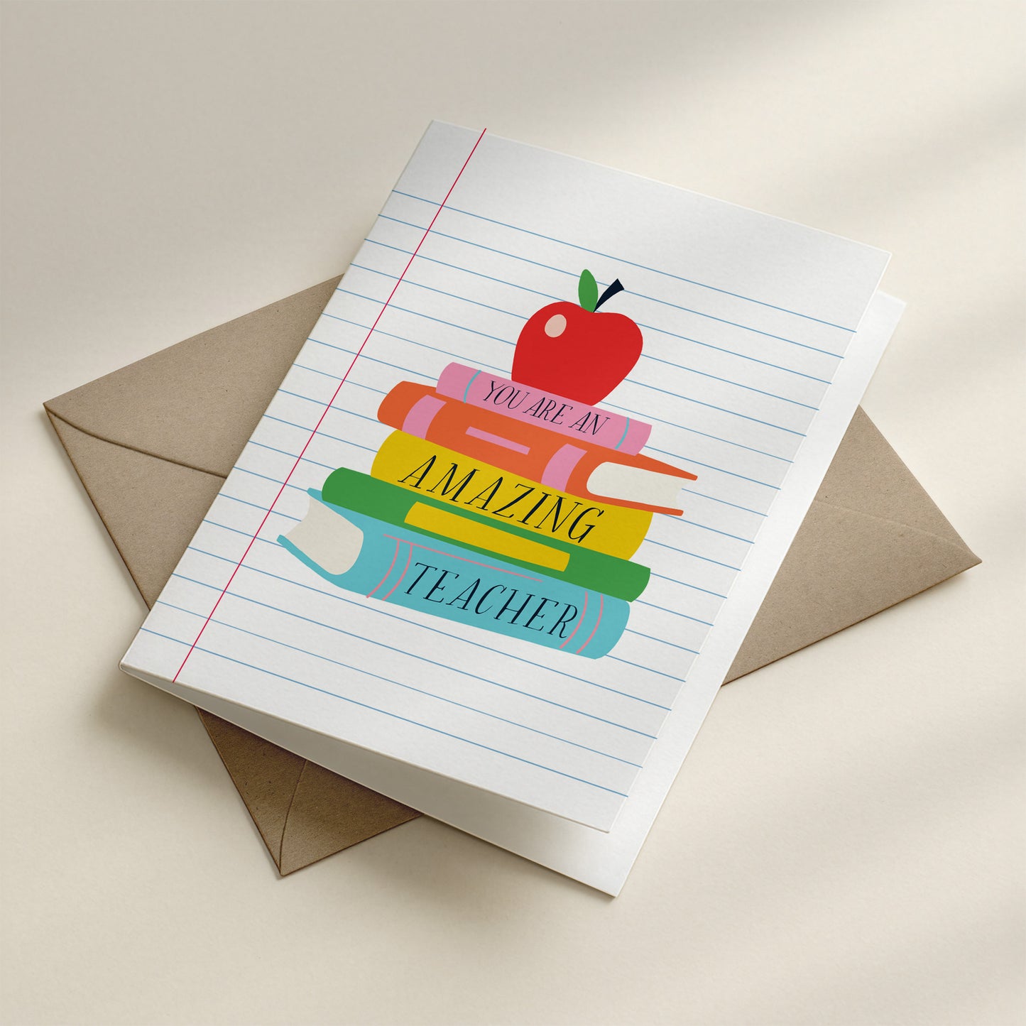 Happy Yellow Paper You Are An Amazing Teacher A2 greeting card – interior